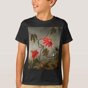 Camiseta Flores de pasión con cabeza de Hummingbirds