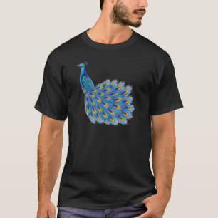 Camiseta Flores de pavo real azules agudas gráficas de anim