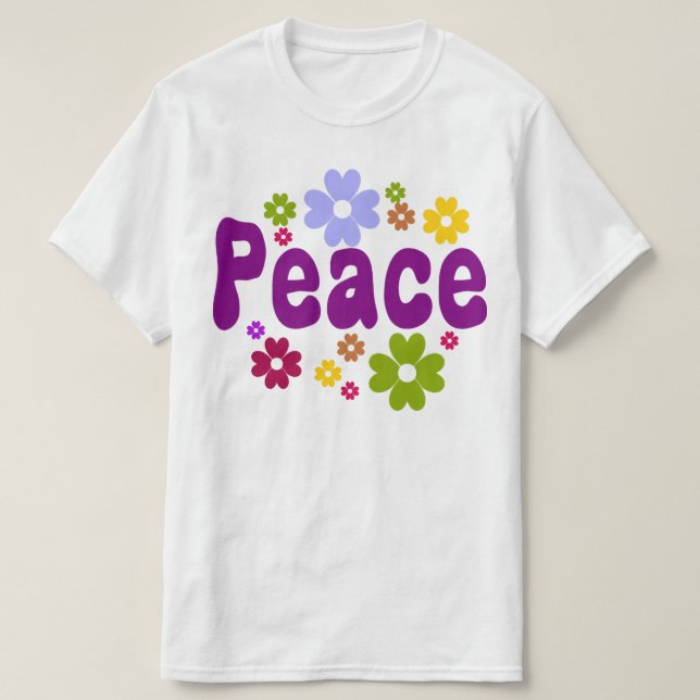 Camiseta Flores de paz retro vintage (Diseño del anverso)