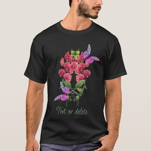 Camiseta Flores De Pea Y Mariposas Dulces Personalizadas (Anverso)