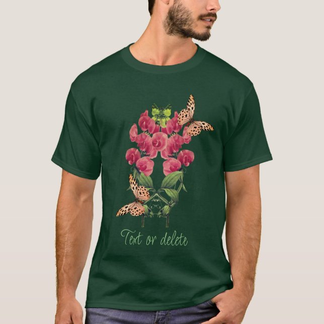 Camiseta Flores De Pea Y Mariposas Dulces Personalizadas (Anverso)
