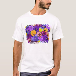 Camiseta Flores de pensamiento flotando en baño de pájaros