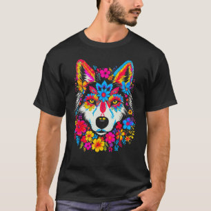 Camiseta Flores de perro siberiano husky lindo