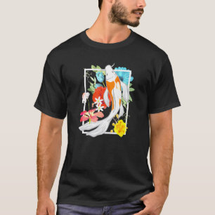 Camiseta Flores de pez koi carpa Japón gráfico retro