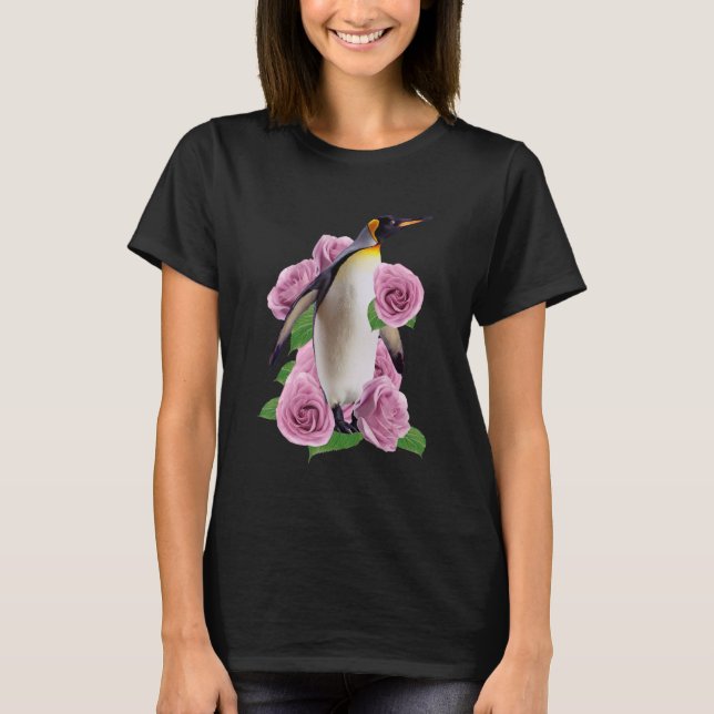 Camiseta Flores de pingüino estampado animal (Anverso)