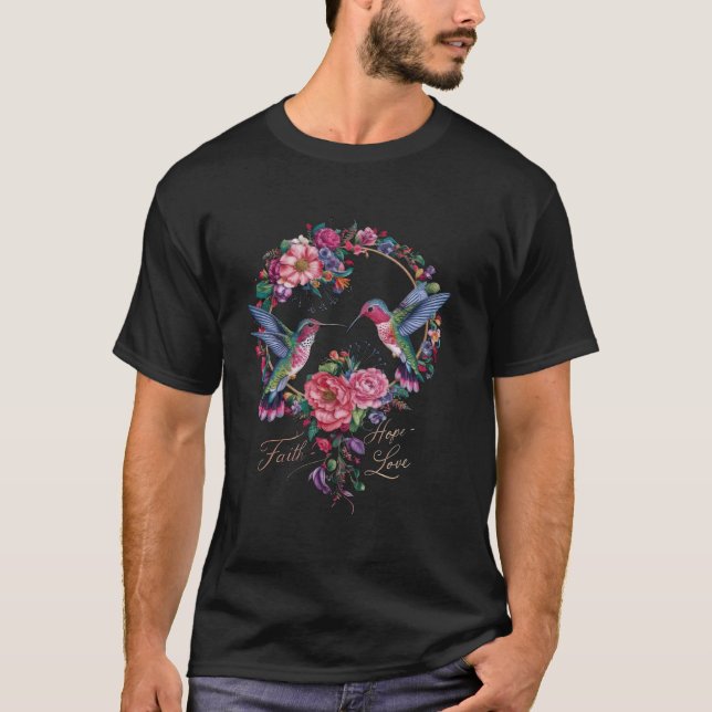 Camiseta Flores de plumaje de néctar de aves silvestres 2 (Anverso)