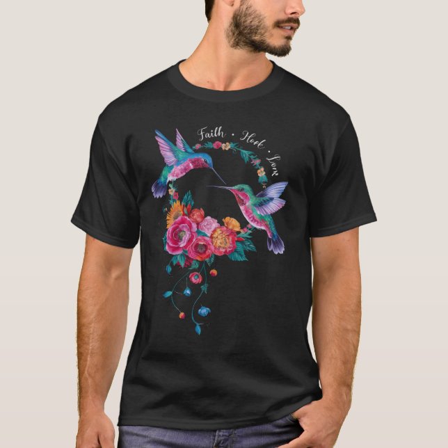Camiseta Flores de plumaje de néctar de aves silvestres 4 (Anverso)