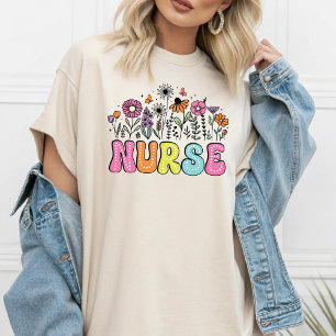 Camiseta Flores de pradera de enfermería cultivando regalo 