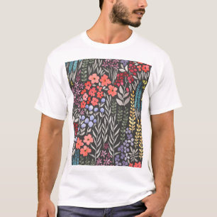 Camiseta Flores de prado: Floral sin costuras acuarela