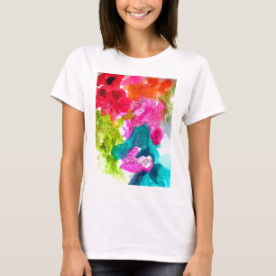 Camiseta Flores de primavera acuarela arte abstracto
