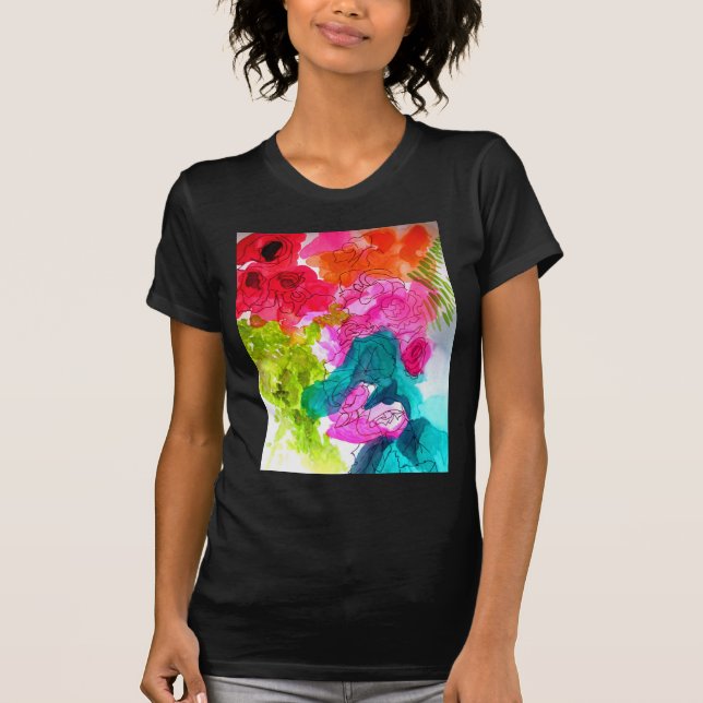 Camiseta Flores de primavera acuarela arte abstracto (Anverso)