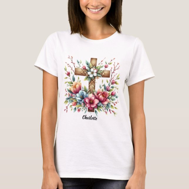 Camiseta Flores de primavera artística circundadas por la c (Anverso)