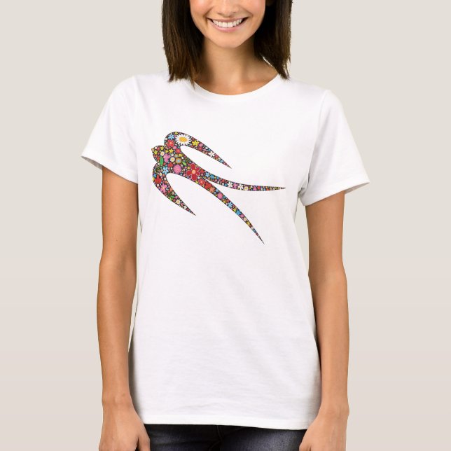 Camiseta Flores de primavera de pájaro frio y singulares (Anverso)