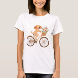 Camiseta Flores de primavera en bicicleta de perro de Cute 