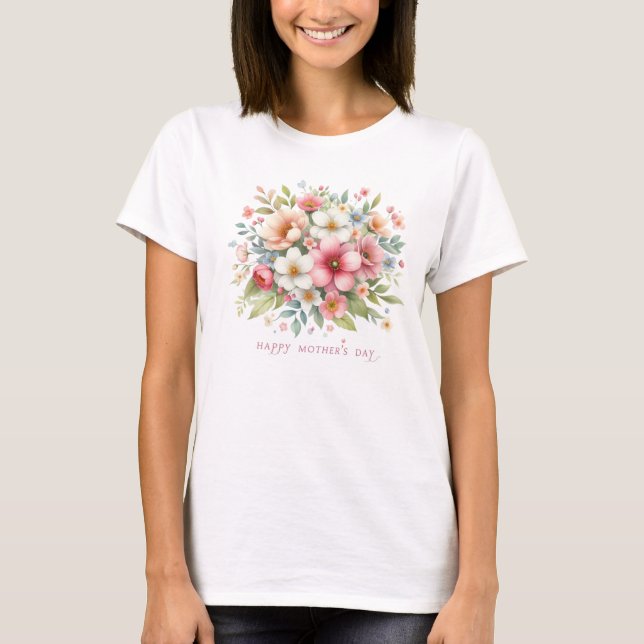 Camiseta Flores de primavera florecientes Feliz día de la m (Anverso)