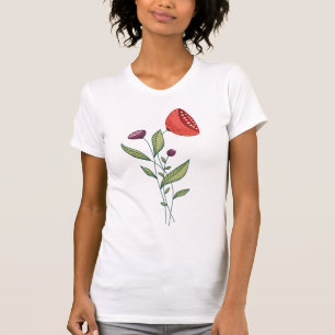 Camiseta Flores de primavera Minimalista línea botánica art