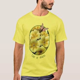 Camiseta Flores De Rosa Amarilla Y Mariposa
