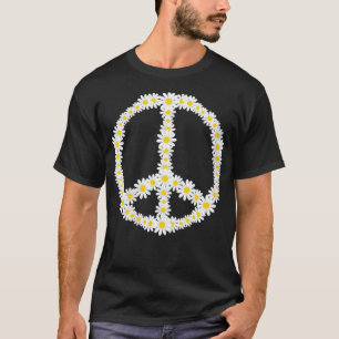 Camiseta Flores de Rótulo hippie mujeres logotipo antiguerr