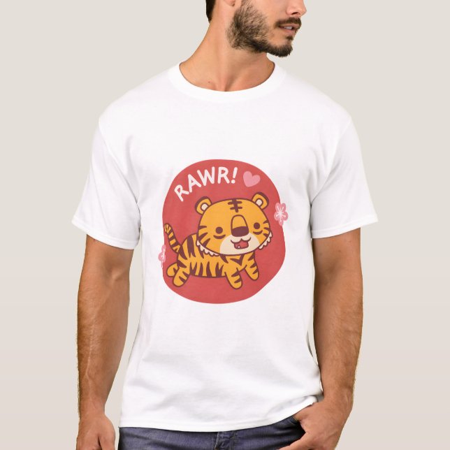 Camiseta Flores de Sakura de tigres pequeños (Anverso)