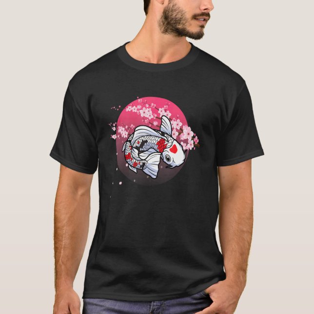 Camiseta Flores de Sakura y koi Zen estanque de peces jardí (Anverso)
