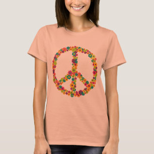 Camiseta Flores de signo de paz hippie