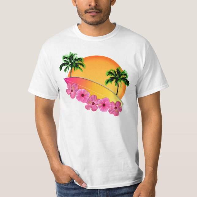 Camiseta Flores de Surfboard e Hibiscus (Anverso)