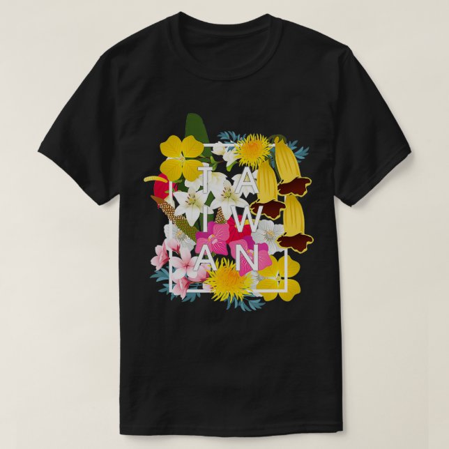 Camiseta Flores de Taiwan Word Art Orgullo taiwanés (Diseño del anverso)