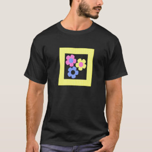 Camiseta Flores De Tartán En Marco Amarillo