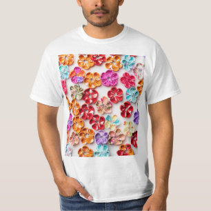 Camiseta Flores de tela de coser hechas a mano de primavera