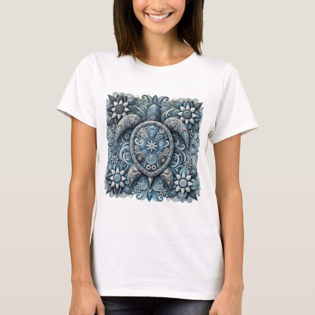 Camiseta Flores de tortuga - blanco (Anverso)