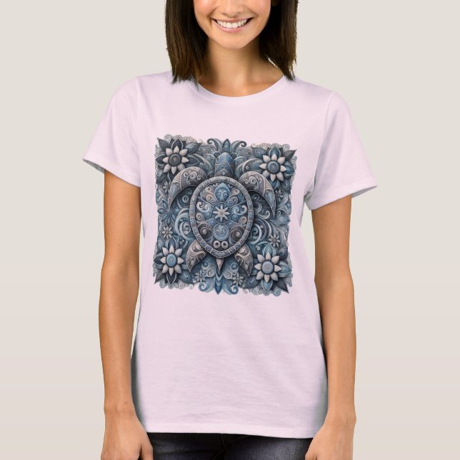 Camiseta Flores de tortuga - rosa (Anverso)
