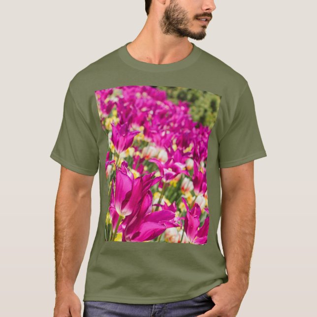 Camiseta Flores de tulipán en Fuchsia (Anverso)