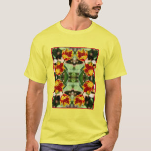 Camiseta Flores De Tulipanes Rojas Y Amarillas Ferosionadas