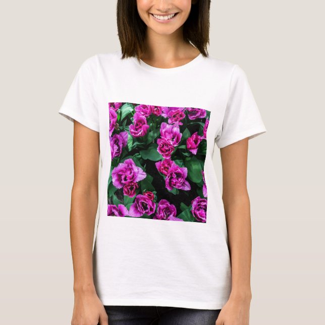 Camiseta Flores de tulipanes rosados (Anverso)