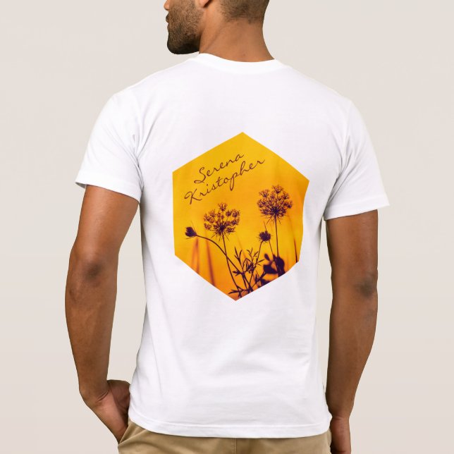Camiseta Flores de Umbel salvaje delinean púrpura y dorada  (Reverso)