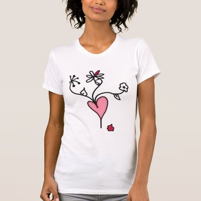 Camiseta Flores de un corazón de rubíes (Anverso)