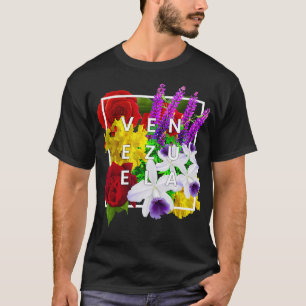 Camiseta Flores de Venezuela Word Arte Orgullo Venezolano