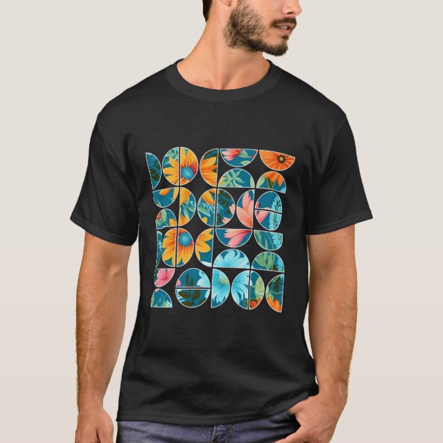 Camiseta Flores de verano Medio Cir Geométrico Botánico Flo (Anverso)