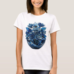 Camiseta Flores de vidrio azul plateado ingenioso diseño at