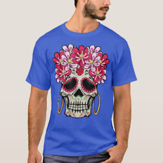 Camiseta Flores del Día de la Muerte del Cráneo del Azúcar