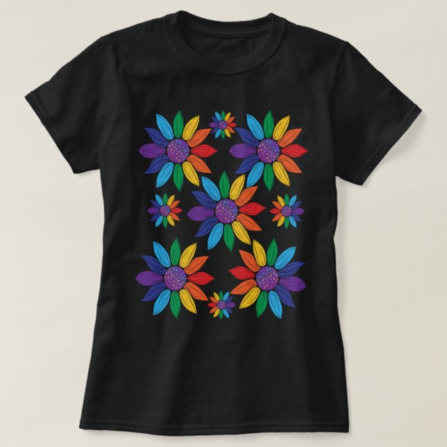 Camiseta Flores del orgullo arcoiris (Diseño del anverso)