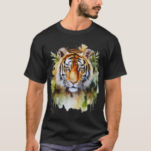 Camiseta Flores del Pastel de Tigre Safari acuarela Savanna