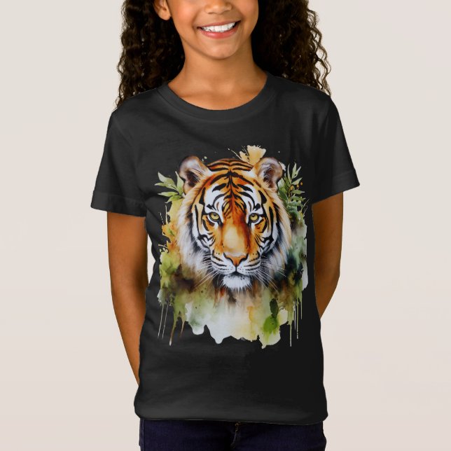 Camiseta Flores del Pastel de Tigre Safari acuarela Savanna (Anverso)