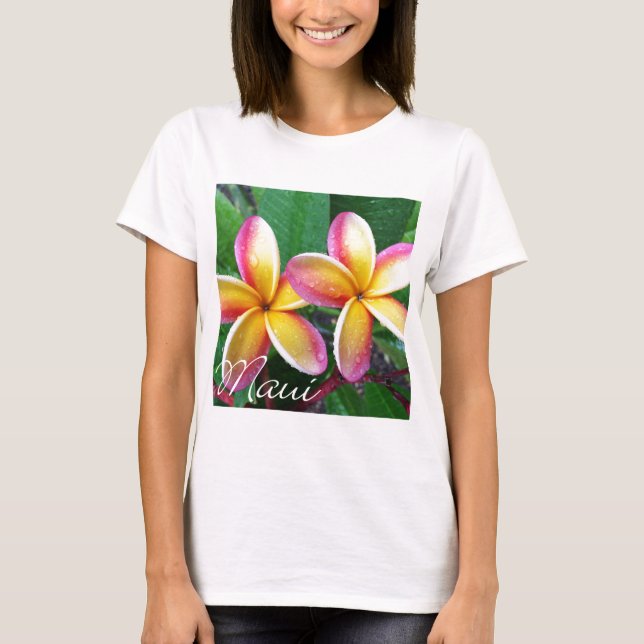 Camiseta Flores del Plumeria de Maui Hawaii (Anverso)