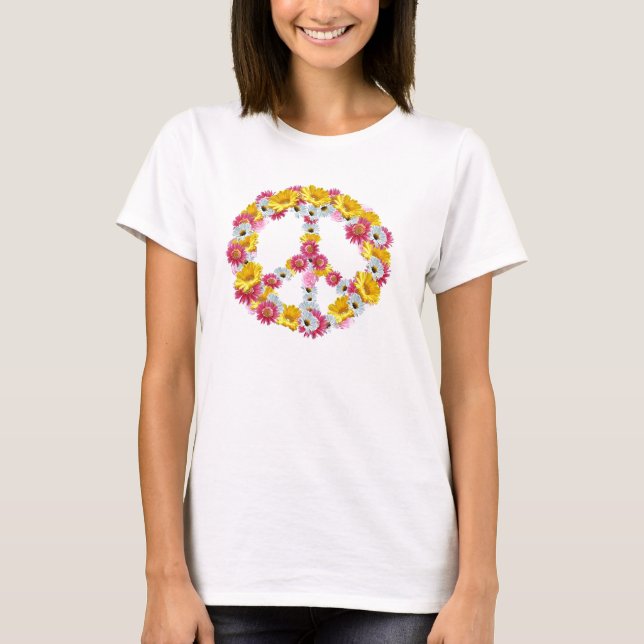 Camiseta Flores del signo de la paz (Anverso)