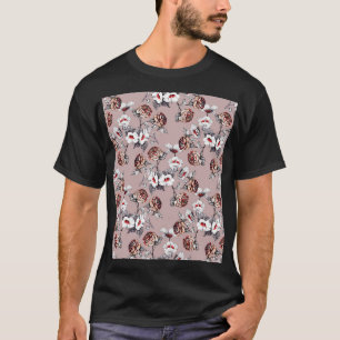 Camiseta Flores dibujadas a mano, acuarela rosa.