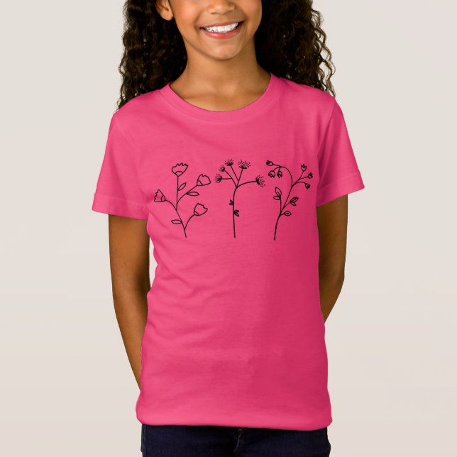Camiseta Flores dibujadas a mano Doodles Florales en blanco (Anverso)