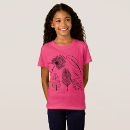 Camiseta Flores dibujadas a mano Doodles Plantas rosadas Fl