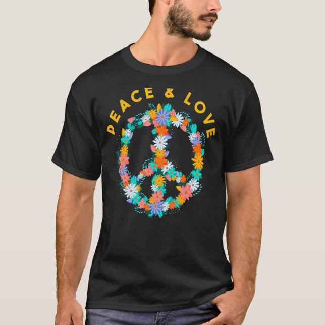 Camiseta Flores Disfraces Hippie Paz Firma Paz Y Amor (Anverso)