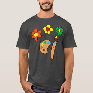 Camiseta Flores divertidas de pincel de arte